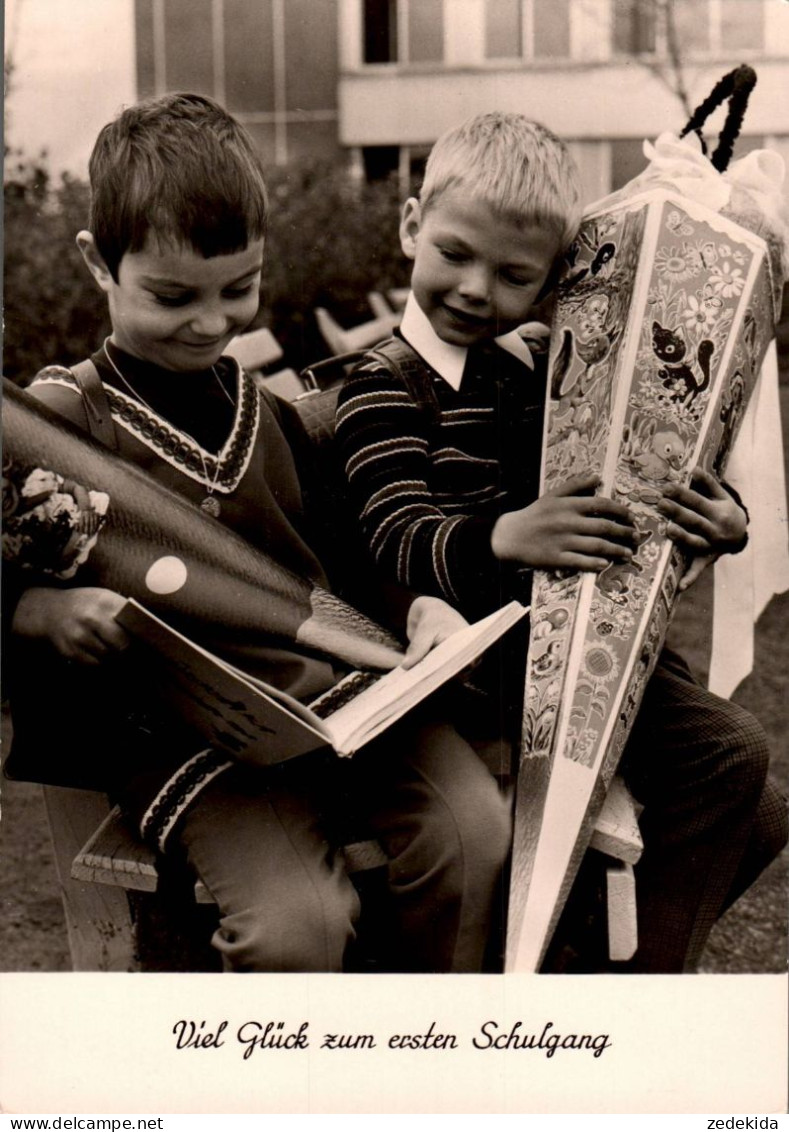 H1835 - TOP Glückwunschkarte Schulanfang - Kinder Zuckertüte - Verlag Reichenbach DDR - Premier Jour D'école