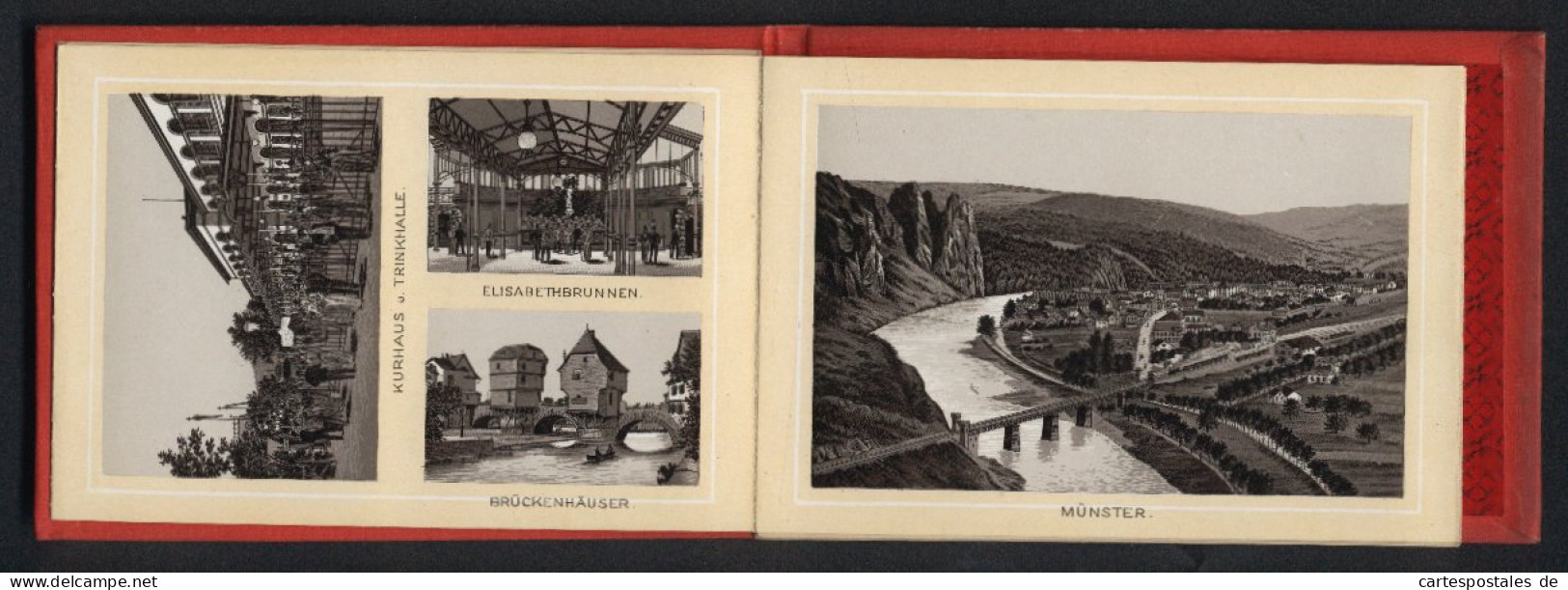 Leporello-Album Nahethal Mit 17 Lithographie-Ansichten, Idar, Oberstein, Kirn, Schloss Dhaun, Ebernburg, Münster, Bin  - Lithografieën