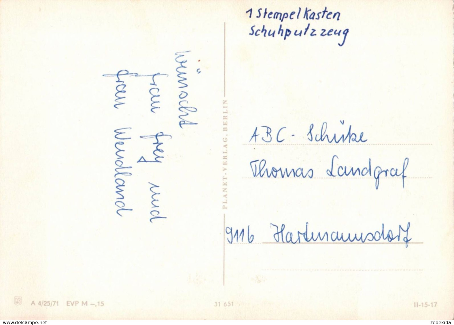 H1847 - Glückwunschkarte Schulanfang - Kinder Zuckertüte - Verlag Planet DDR Grafik - Children's School Start