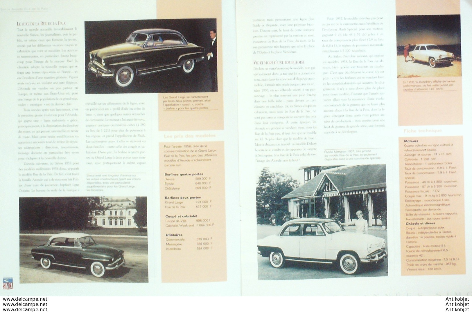 Simca Aronde GL 1956 Pigozzi Henri édition Hachette - History