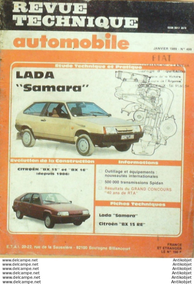 Revue Technique Automobile Lada Samara Citroen BX15 & 16   N°499 - Auto/Motorrad