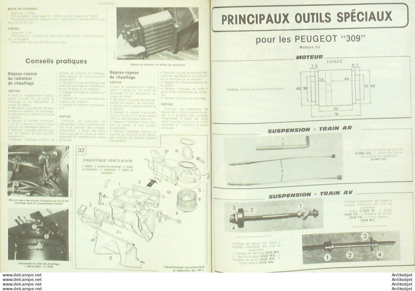 Revue Technique Automobile Peugeot 309 Alfa Roméo Alfasud Range Rover   N°468 - Auto/Moto