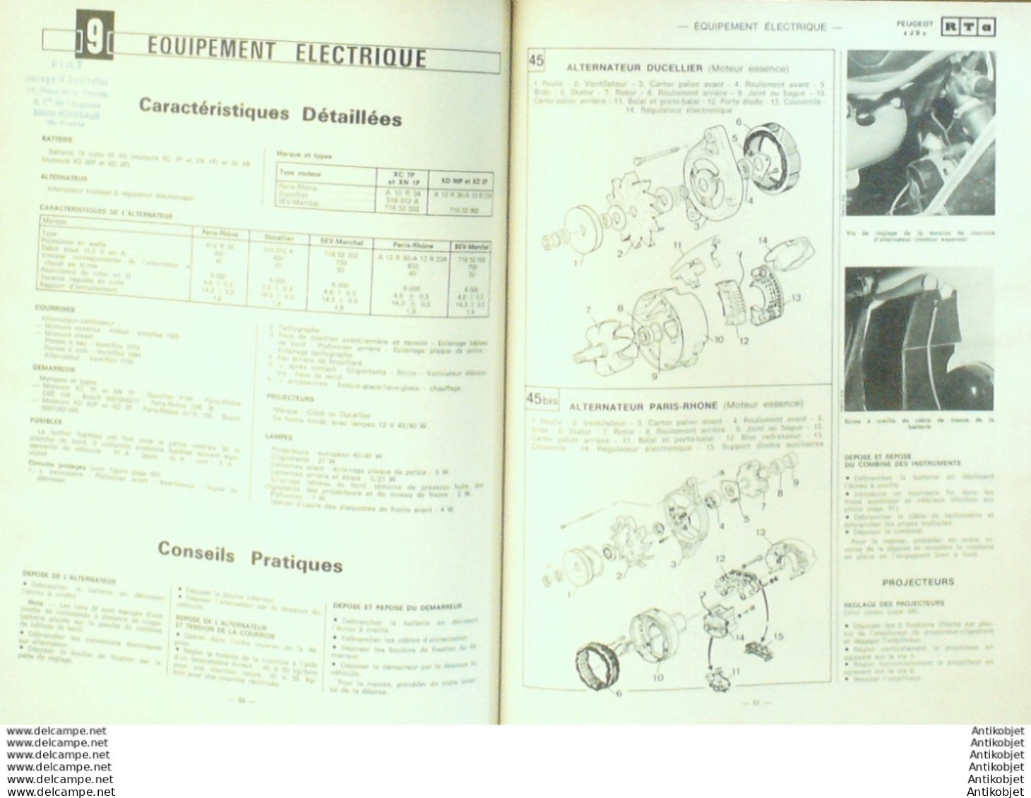 Revue Technique Automobile Peugeot J9 Alfa Roméo Citroen H Estafette   N°420 - Auto/Motorrad