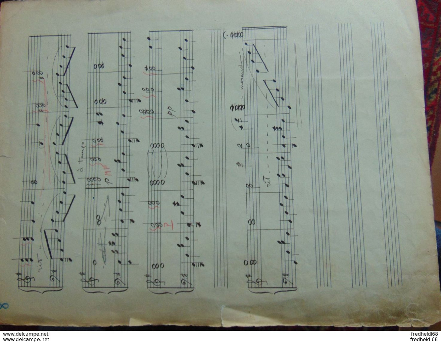 Partition Manuscrite Originale D'une Berceuse De Scriabine Pour Piano - Oeuvre Probablement Inédite - Rarissime - S-U