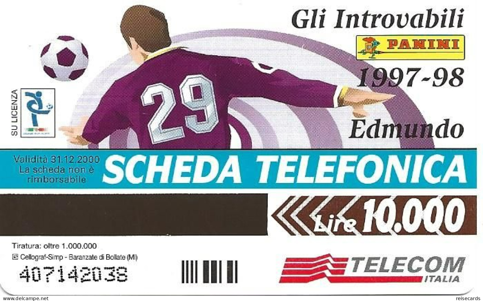 Italy: Telecom Italia - Panini, Edmundo, Fiorentina - Publiques Publicitaires