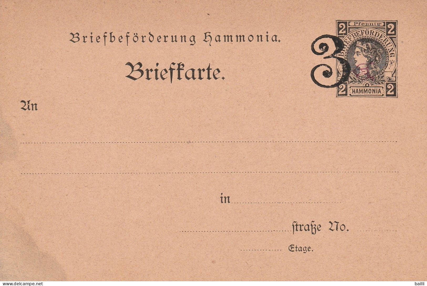 Allemagne Entier Postal Poste Privée Hammonia - Briefkaarten