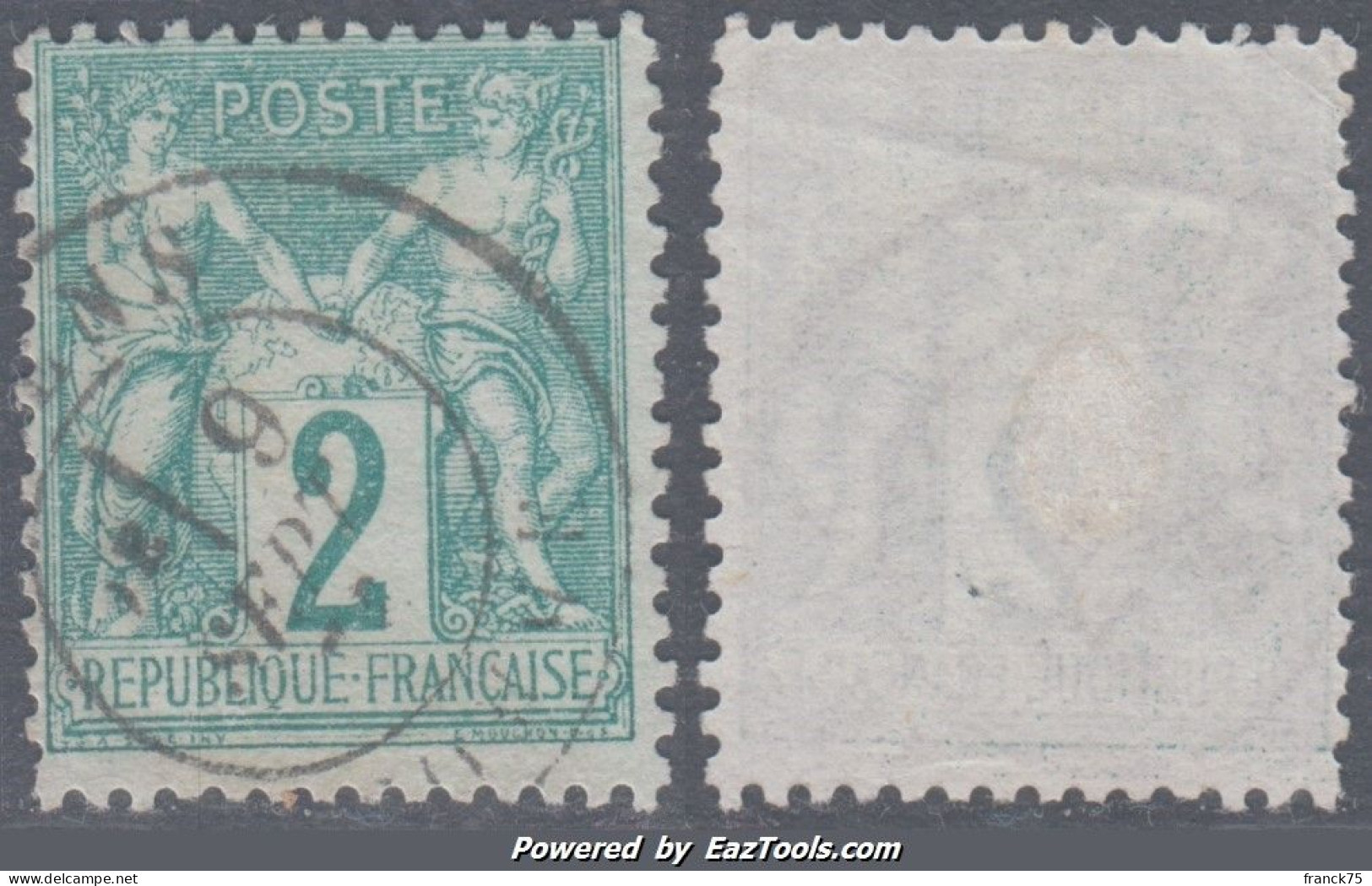 *RARE* 2c Sage Au Type 1 (N/B) Oblitéré Aspect  TB  (Y&T N° 62, Cote:  340€) - 1876-1878 Sage (Typ I)