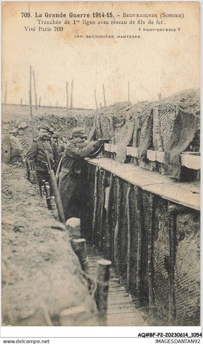 AQ#BFP2-80-0525 - BEUVRAIGNES - La Grande Guerre - Tranchée De 1ère Ligne Avec Réseau De Fils De Fer - Beuvraignes