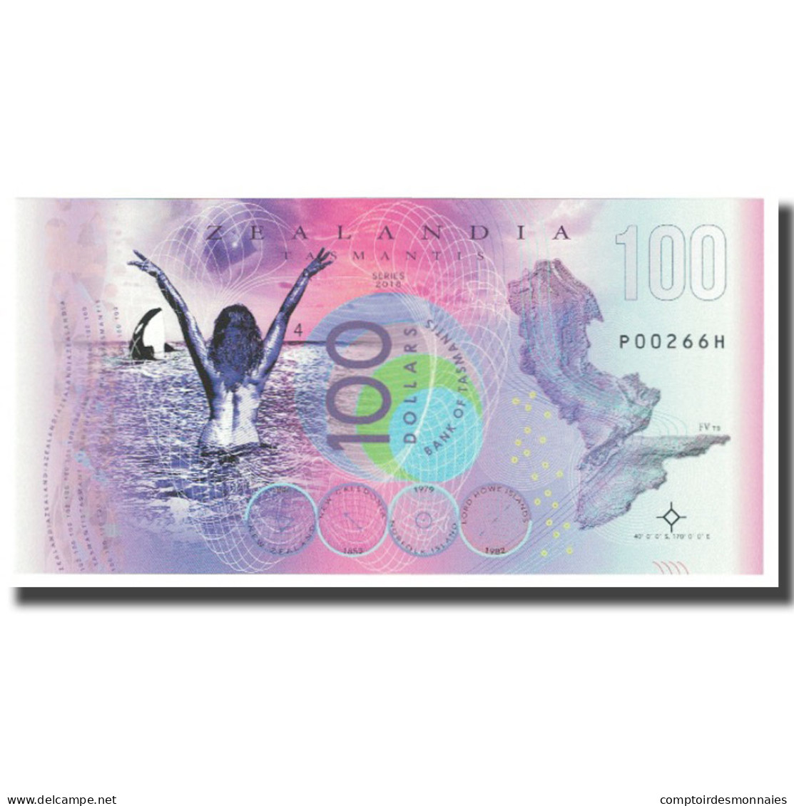 Billet, Australie, 100 Dollars, 2018, ZEALANDIA TASMANTIS LORD HOWE ISLAND, NEUF - Ficticios & Especimenes