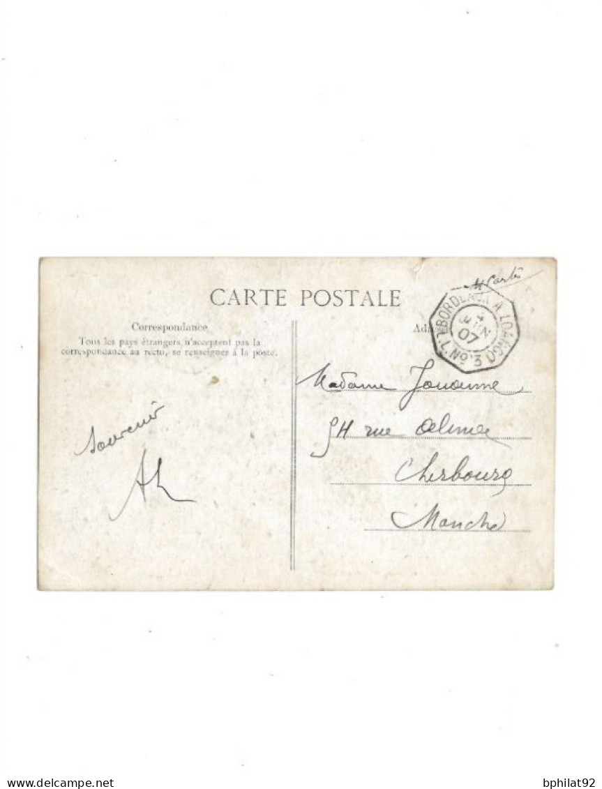 !!! SENEGAL, CPA  POUR LA FRANCE  CACHET MARITIME  BORDEAUX À LOANGO 1907 - Storia Postale