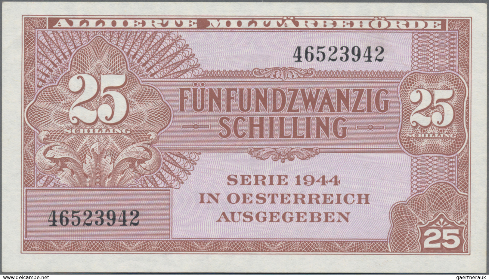Austria: Alliierte Militärbehörde, Serie 1944, Pair With 25 Schilling (P.108a, T - Austria