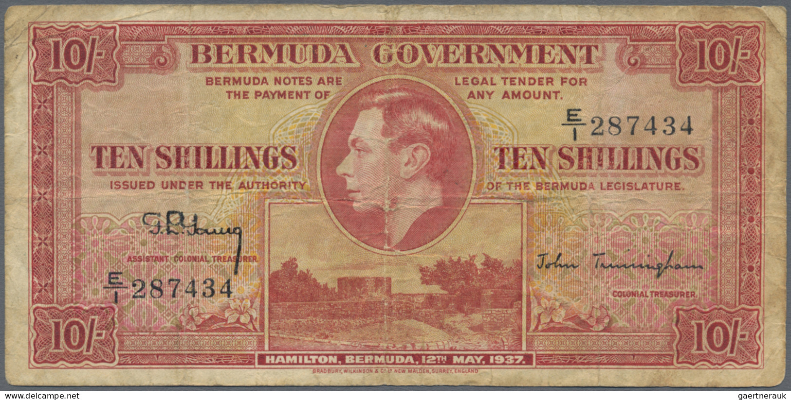 Bermuda: Bermuda Government 10 Shillings 12th May 1937 With Fractional Serial Nu - Bermudas