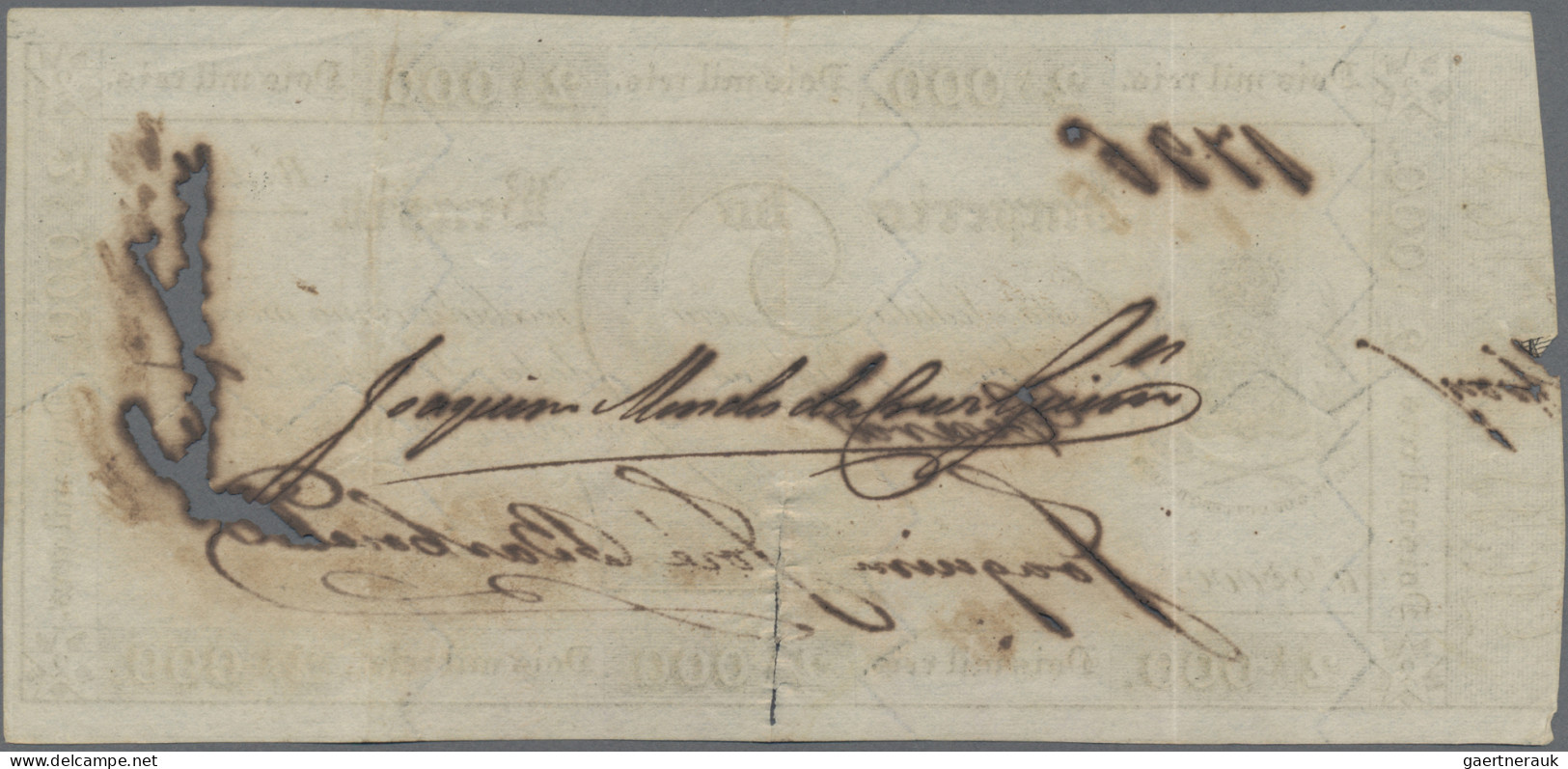 Brazil: Imperio Do Brasil, 1 Mil Reis 1833, P.A151, Small Tears Due To Ink Corro - Brésil