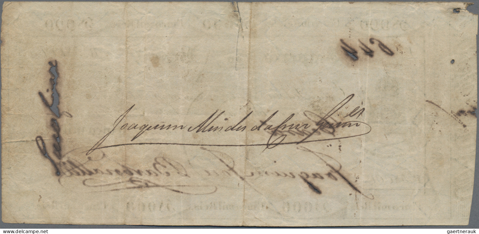 Brazil: Imperio Do Brasil, 5 Mil Reis 1833, P.A153, Small Tears Due To Ink Corro - Brésil