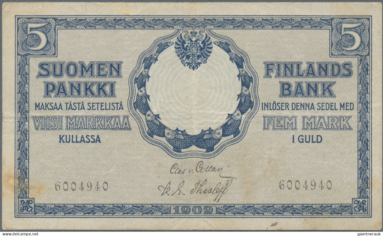 Finland: Finlands Bank, Very Nice Lot With 6 Banknotes, Series 1909-1935, Compri - Finnland