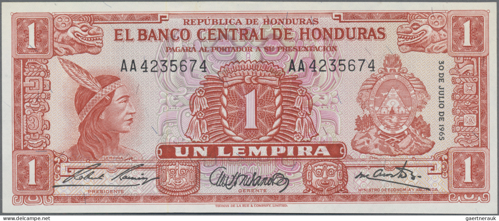 Honduras: El Banco Central De Honduras, 1 Lempira 30th July 1965, P.54Ab In UNC - Honduras