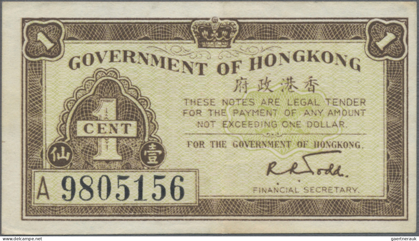 Hong Kong: Government Of Hong Kong, Very Nice Group Of 9 Small Size Notes, Serie - Hongkong