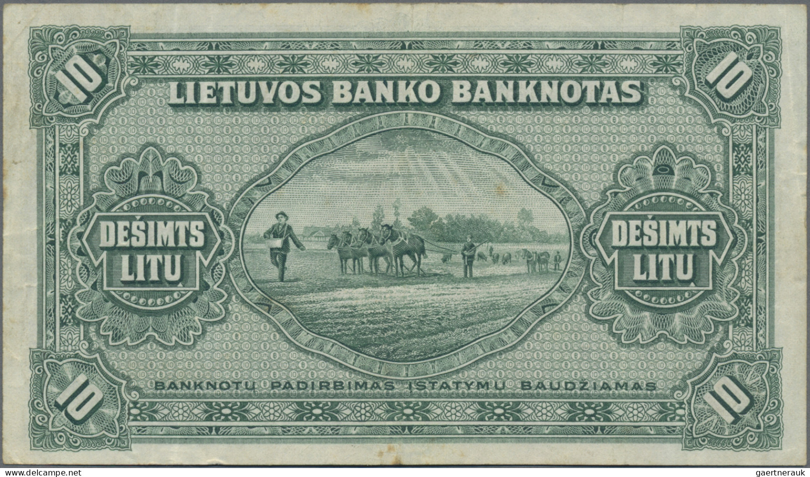 Lithuania: Lietuvos Bankas, Series 1927/28, Set With 10 Litu (P.23, VF/VF+, Rust - Lituanie