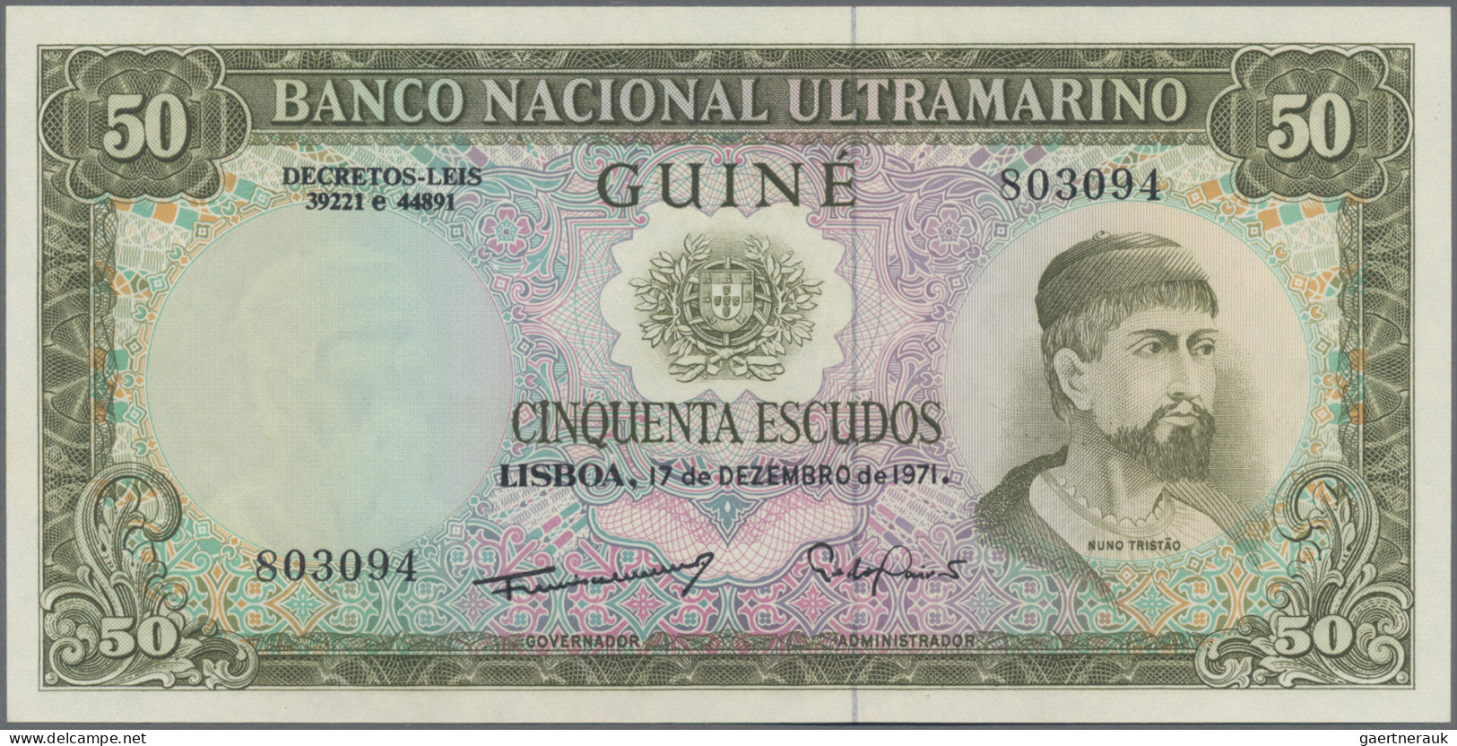 Portuguese Guinea: Banco Nacional Ultramarino – GUINEE, Lot With 3 Banknotes, 50 - Guinée