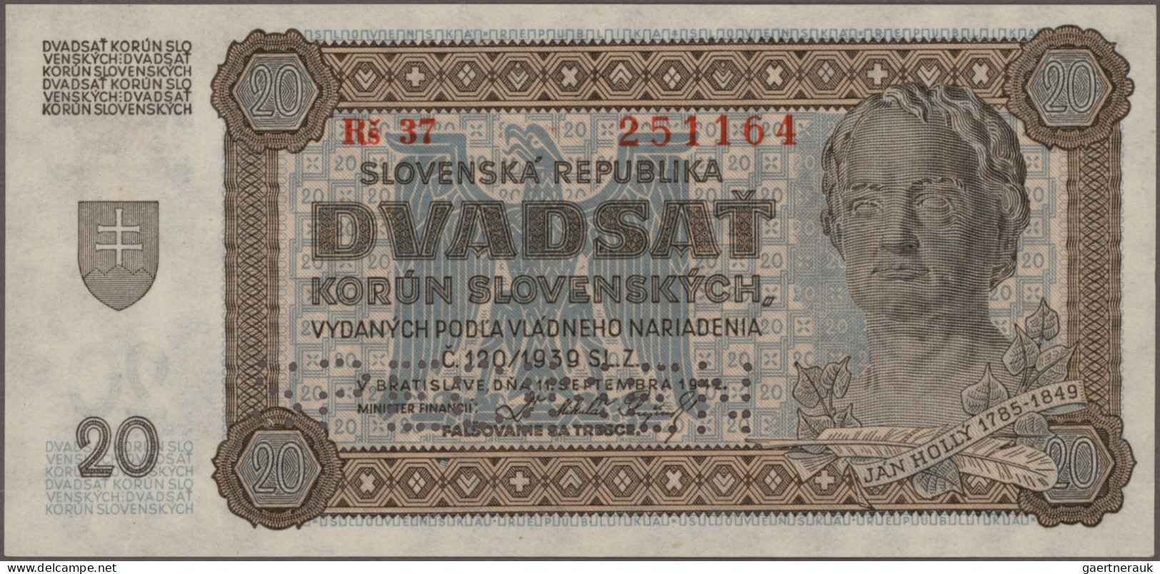 Slovakia: Slovakia Republic And Slovakia National Bank, Lot With 10 Banknotes, S - Slovaquie