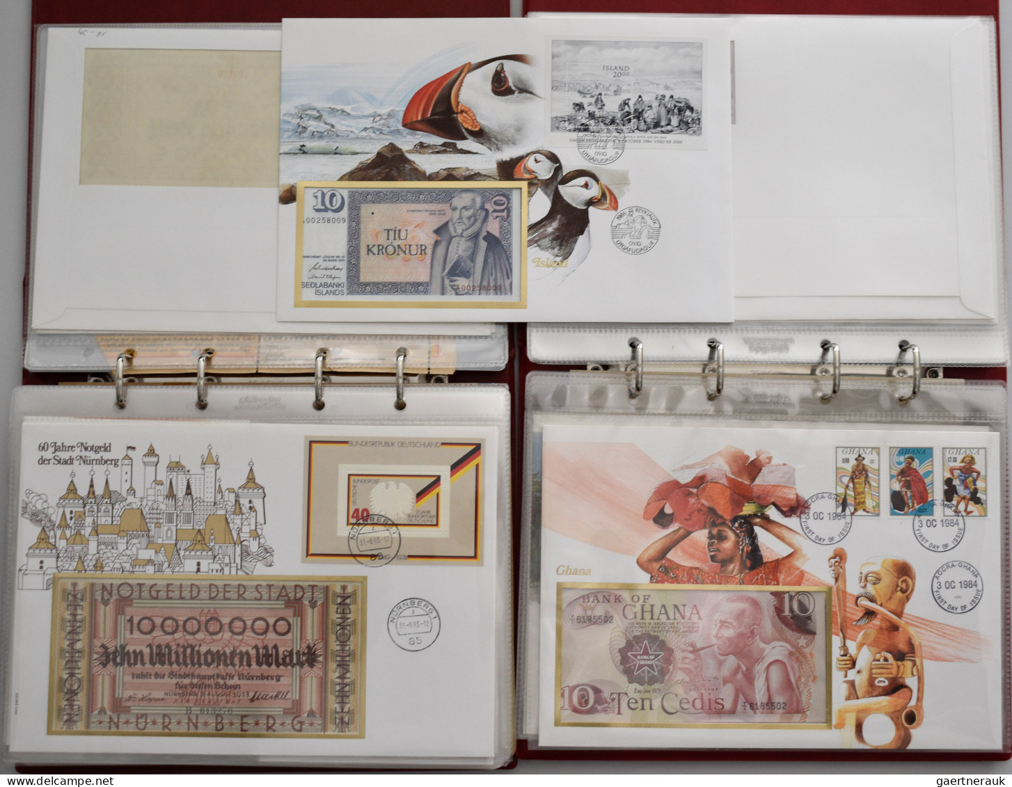 Worldwide: 2 Collectors Albums "BANKNOTEN-BRIEFE AUS ALLER WELT" With 44 Mainly - Other & Unclassified