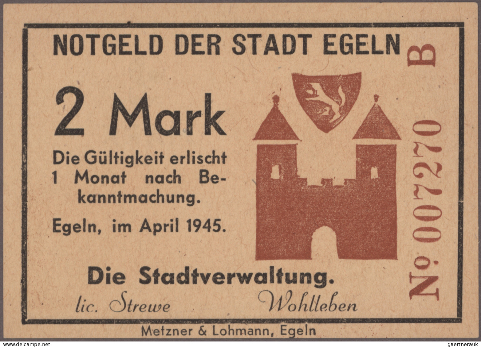 Deutschland - Alliierte Miltärbehörde + Ausgaben 1945-1948: Egeln, Stadt, 1, 2,