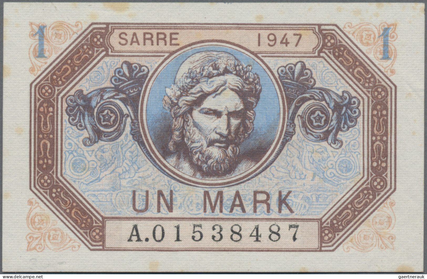 Deutschland - Nebengebiete Deutsches Reich: Saar, 1 Mark 1947, Ro.867 (P.3) (VF, - Andere & Zonder Classificatie