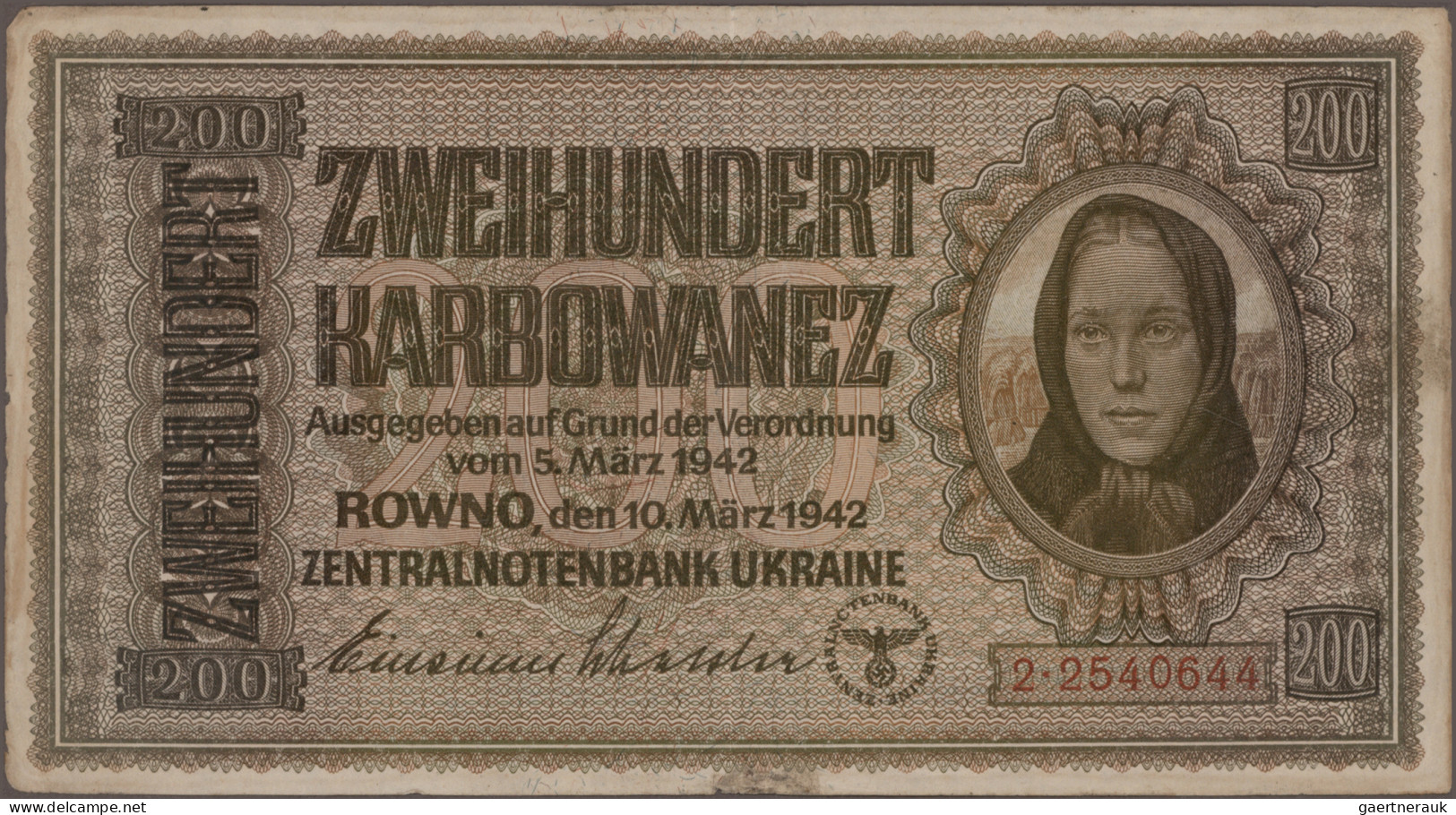 Deutschland - Nebengebiete Deutsches Reich: Zentralnotenbank Ukraine 1942, Lot M - Andere & Zonder Classificatie