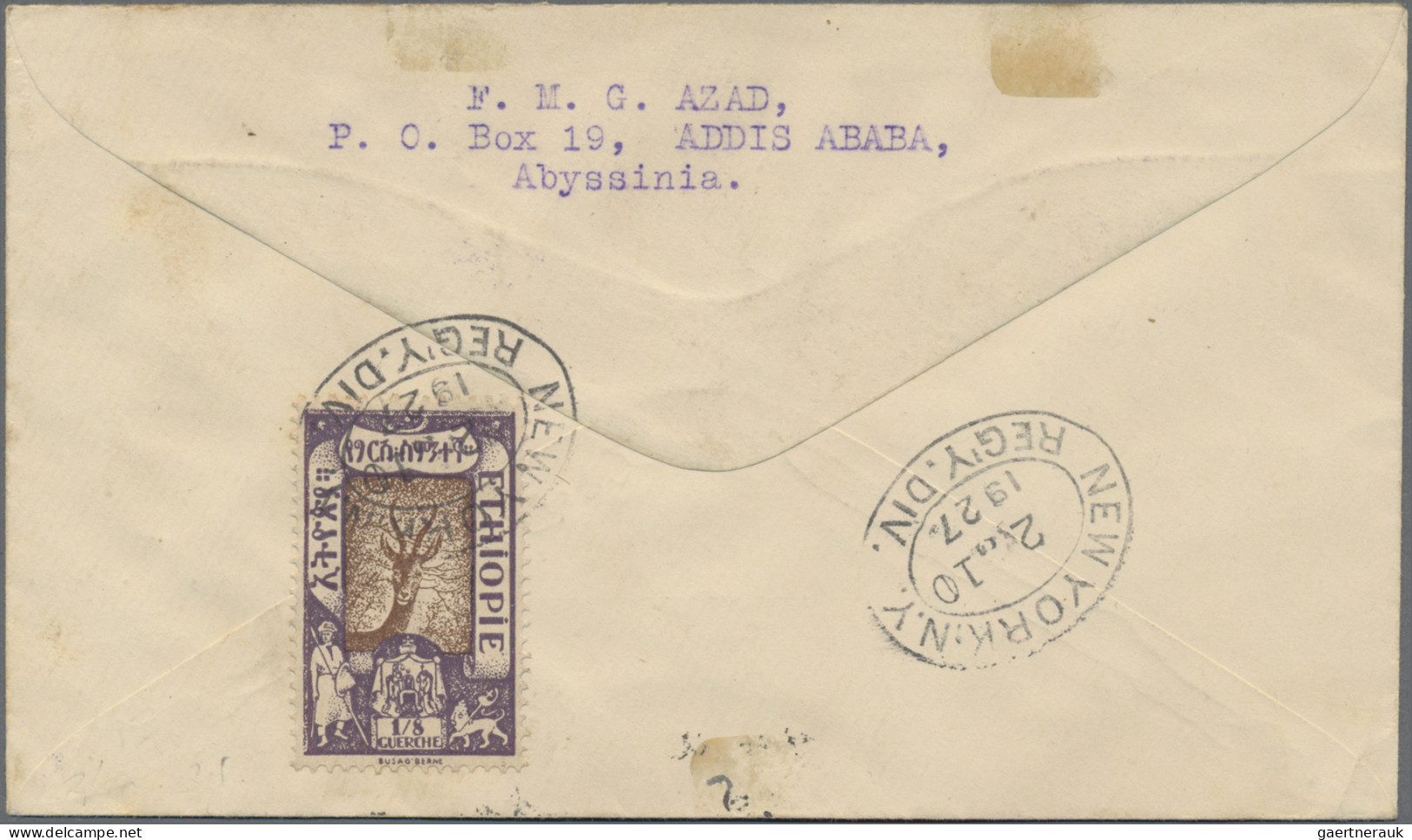 Ethiopia: 1927, Pictorials/Surcharges, Six Values On Front/on Reverse Of Registe - Ethiopia