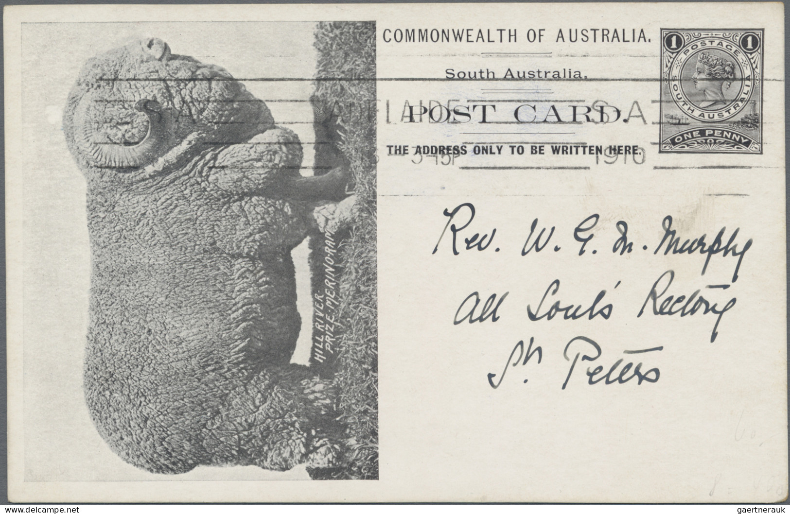 South Australia - Postal Stationery: 1908, 1d Black QV Postcard Scenic Issue 'HI - Sonstige & Ohne Zuordnung