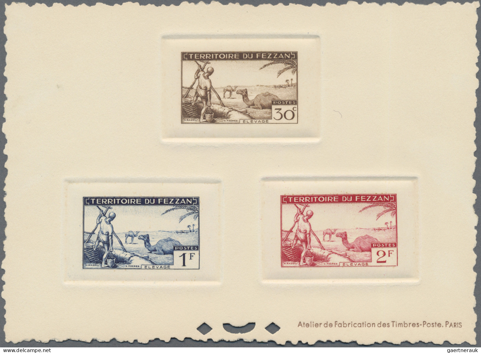 Fezzan: 1951, Definitives, 30 - - 50 F And Airmails 100 F + 200 F, Complete Set - Lettres & Documents