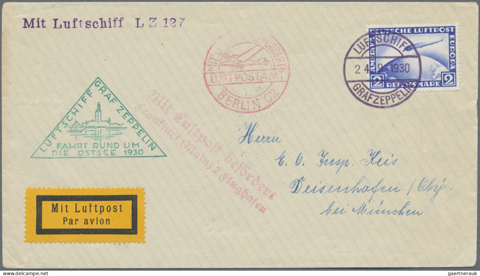 Zeppelin Mail - Germany: 1930, "RUND UM DIE OSTSEE 1930", 2 RM Zeppelin Mit Bord - Airmail & Zeppelin