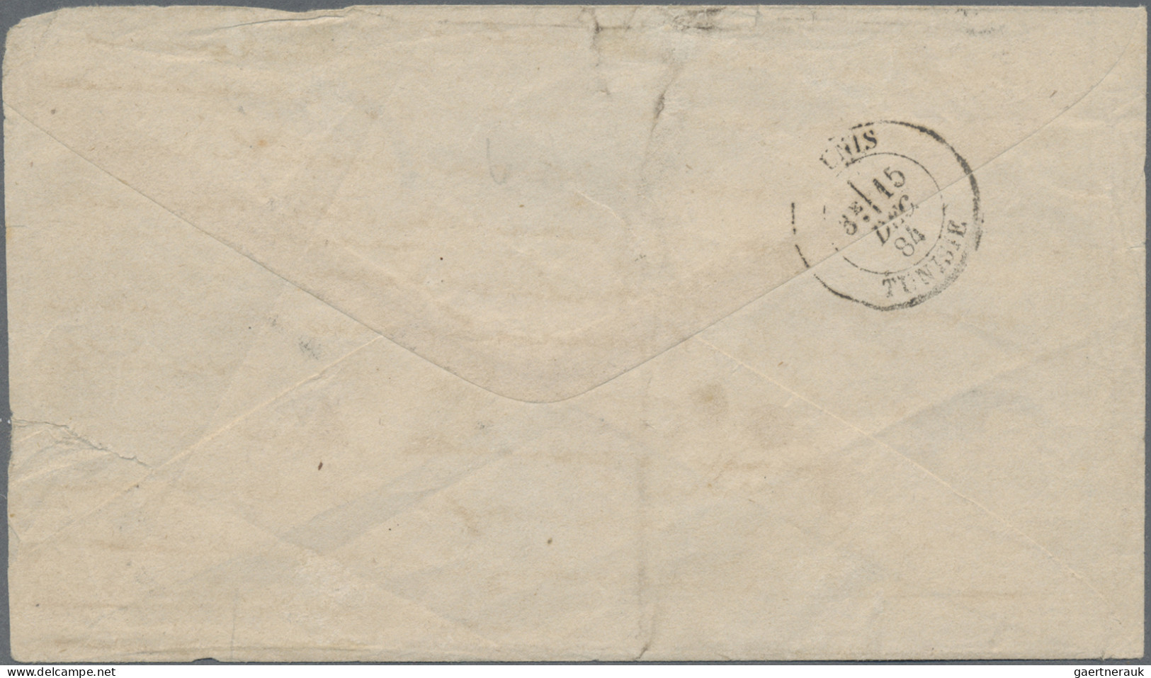 French Post Offices In The Levant: 1884, Sage 15c. Blue On Cover From "TRIPOLI B - Autres & Non Classés