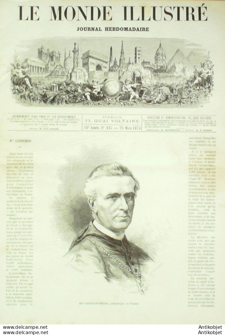 Le Monde Illustré 1874 N°885 Londres Duc Edimbourg Italie Rome Carnaval Piazza Del Popolo - 1850 - 1899