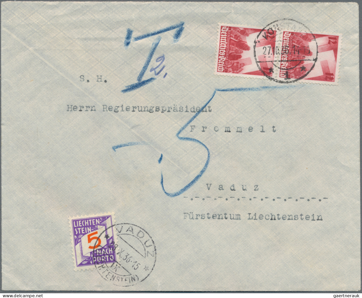 Liechtenstein - Portomarken: 1932/1938, Nachportomarken Ziffer Im Band, 5, 15, 2 - Postage Due