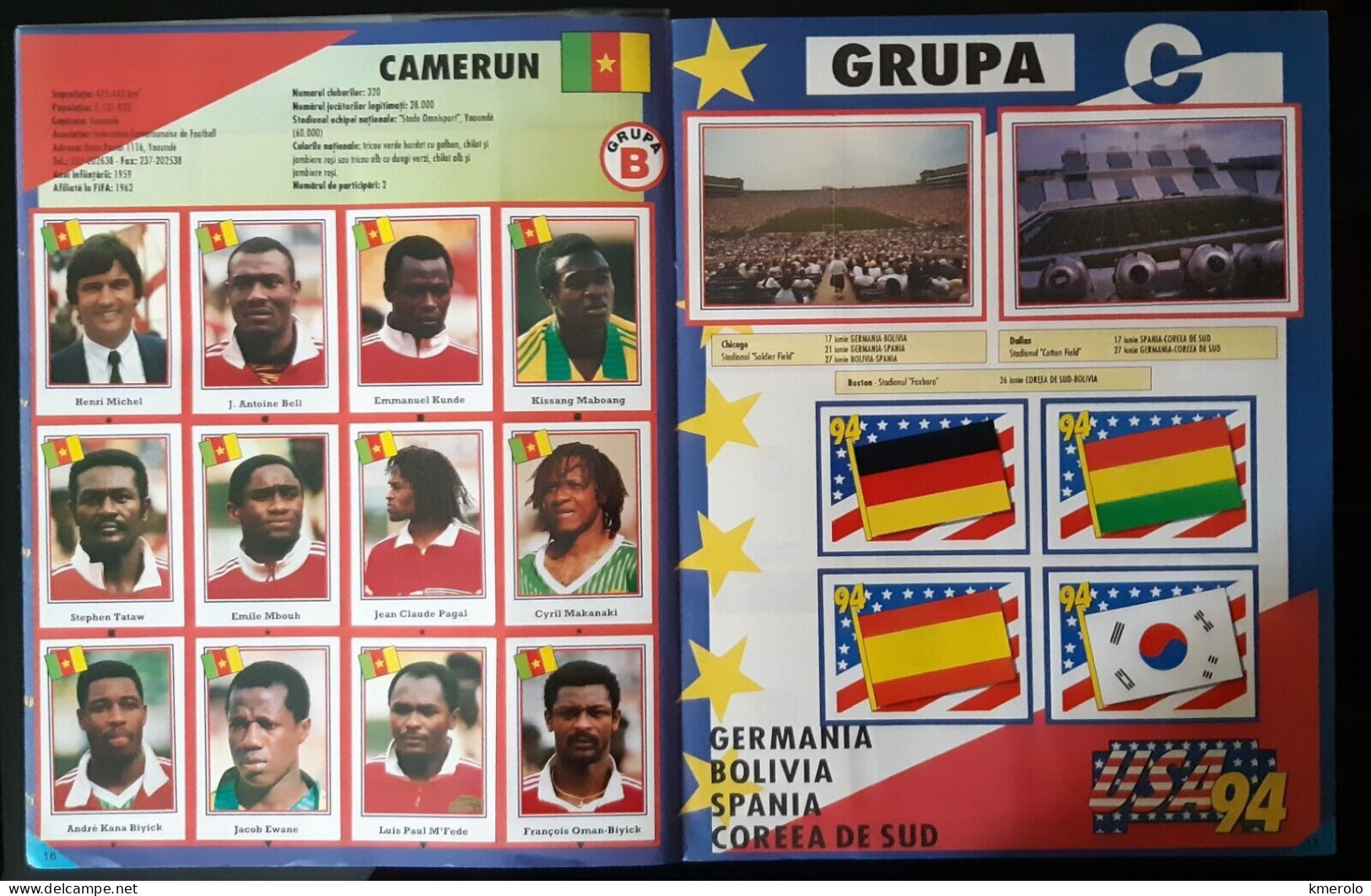 RARO !! ALBUM CALCIATORI CUPA MONDIALA FOTBAL USA 94 ed RUMENA COMPLETO !