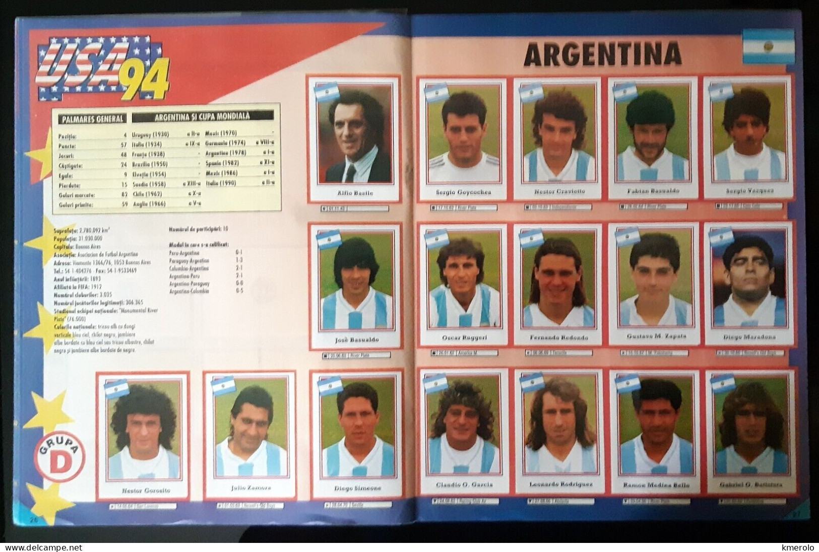 RARO !! ALBUM CALCIATORI CUPA MONDIALA FOTBAL USA 94 ed RUMENA COMPLETO !