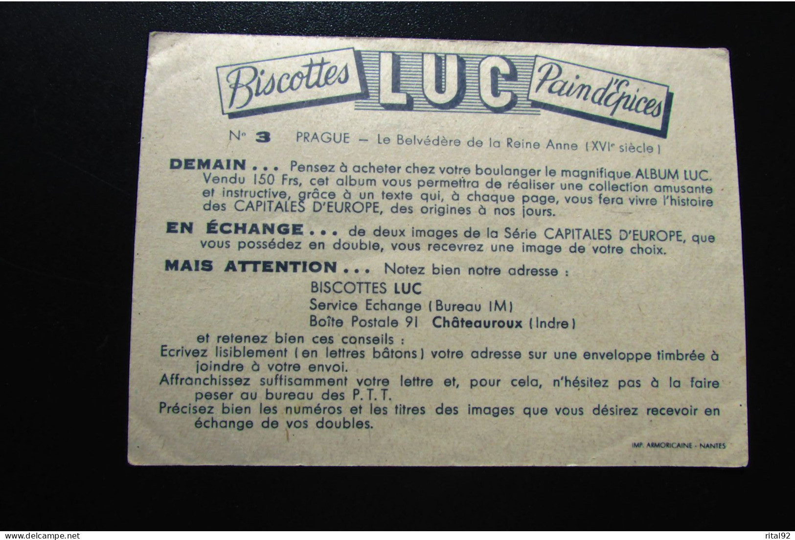 Chromo/image "Biscottes - Pain D'épices St LUC" - Série Album : Grandes Capitales D' EUROPE - Albums & Catalogues