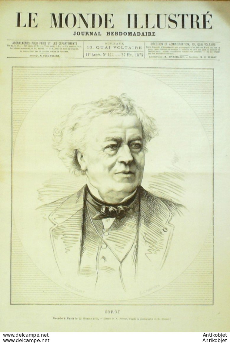 Le Monde Illustré 1875 N°933 Italie San Remo Dieppe (76) Corot - 1850 - 1899