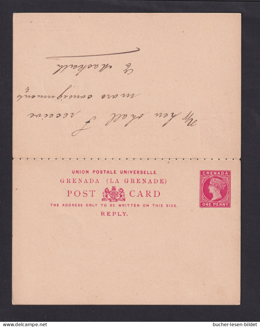 1896 - 1 P. Doppel-Ganzsache Ab Grenada Nach Leipzig - Grenade (...-1974)