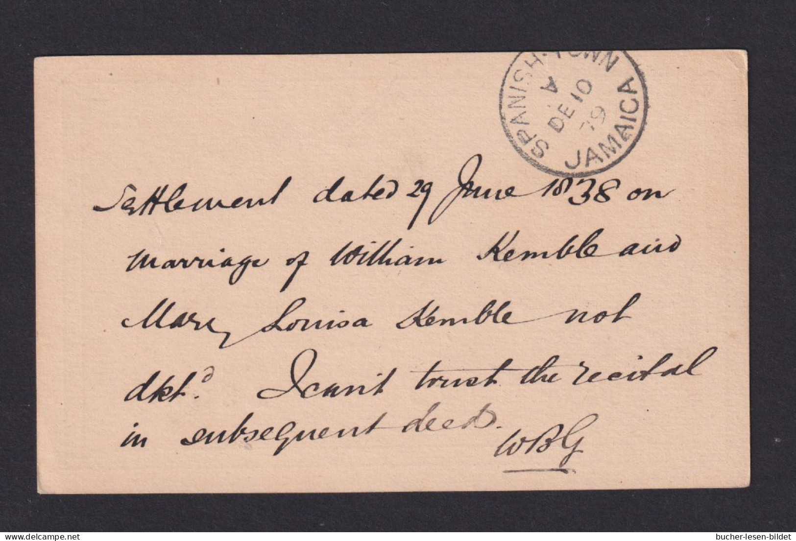 1879 - 1 P. Ganzsache (P 14) Ab Kingston Nach Spanish Town - Jamaica (...-1961)