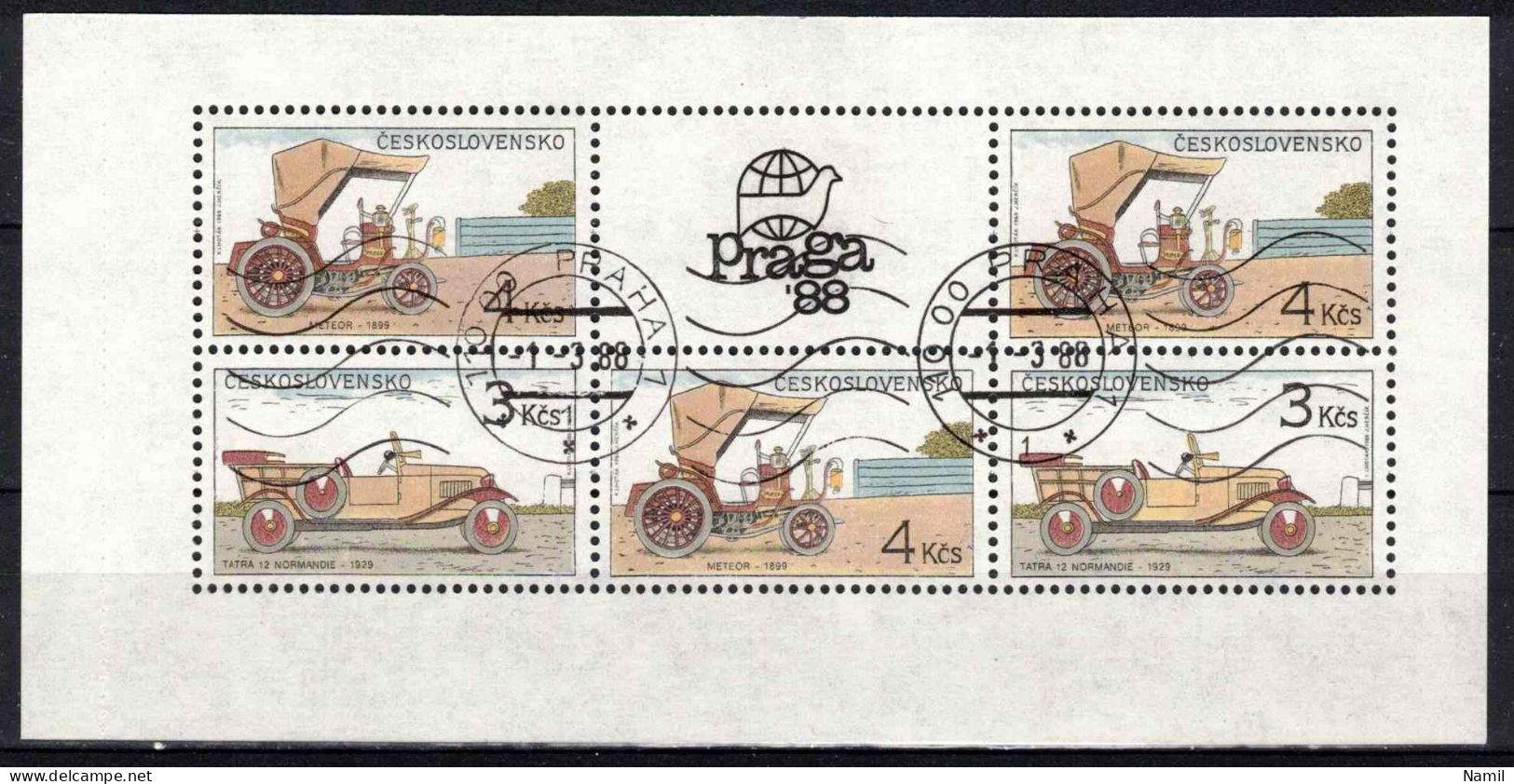 Tchécoslovaquie 1988 Mi 2947-51 Klb. (Yv 2757-61 Le Feuillet), Obliteré - Oblitérés