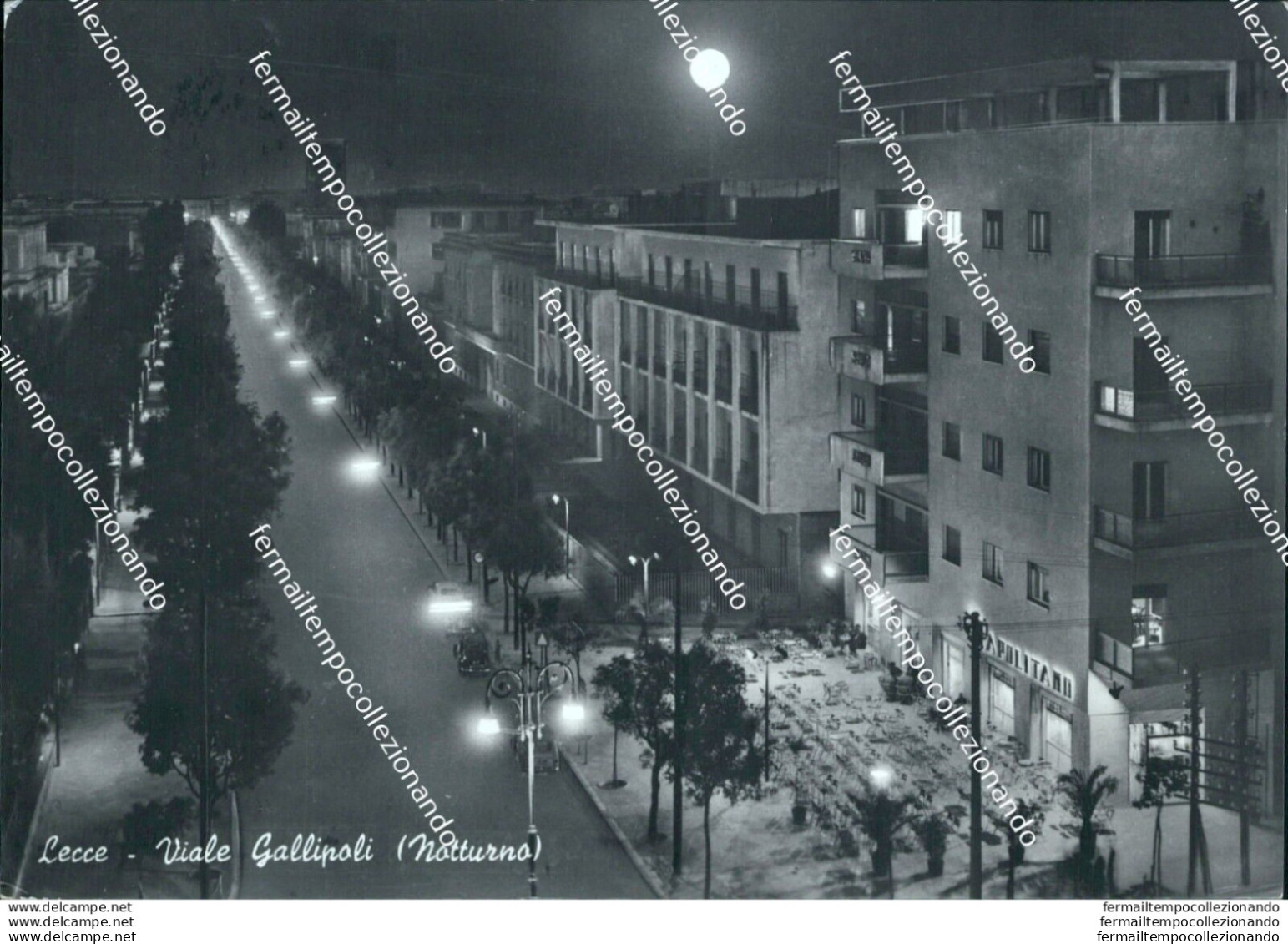 Be604 Cartolina Lecce Citta'  Viale Gallipoli Notturno - Lecce
