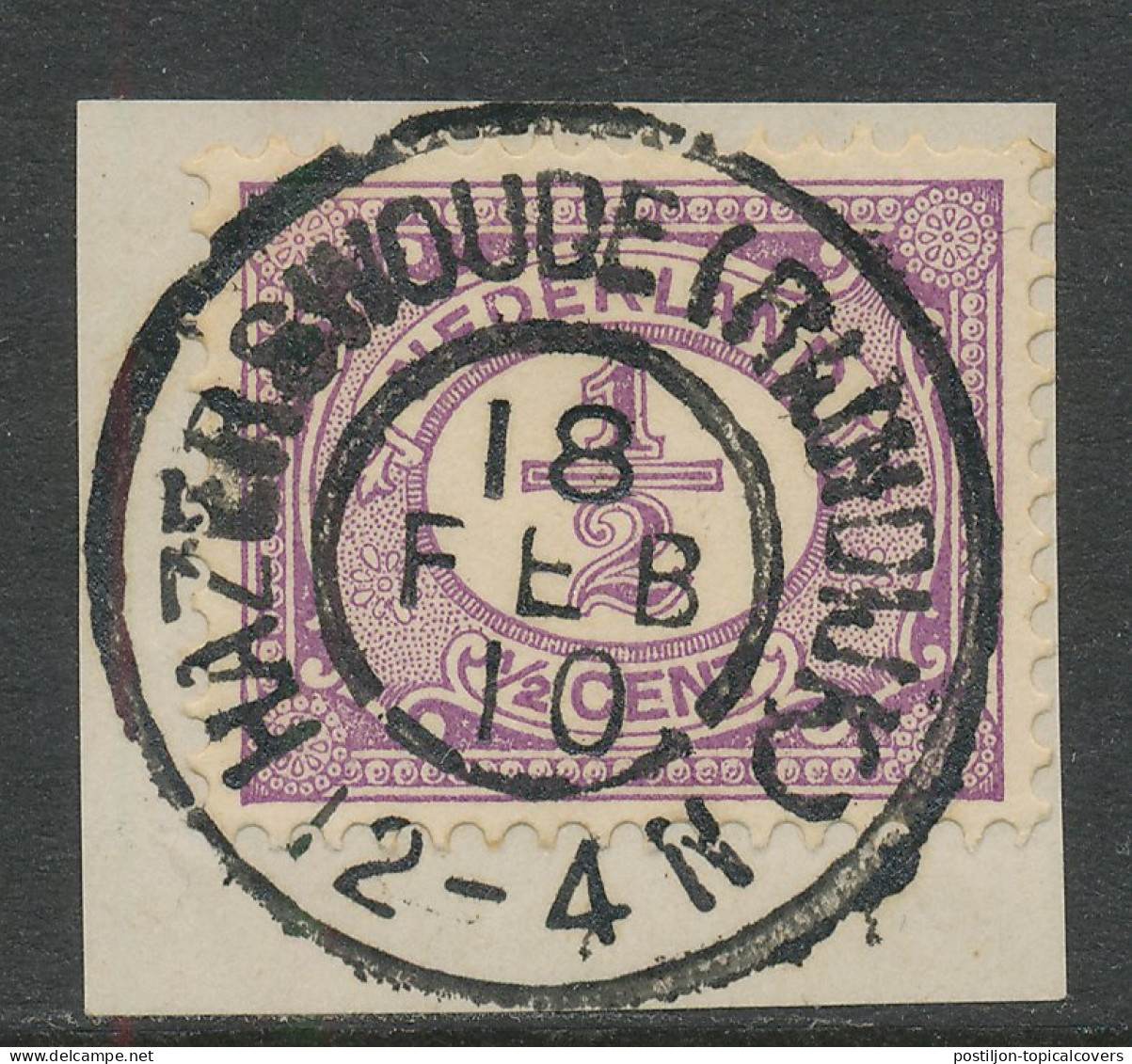 Grootrondstempel Hazerswoude ( Rijndijk ) 1910 - Postal History