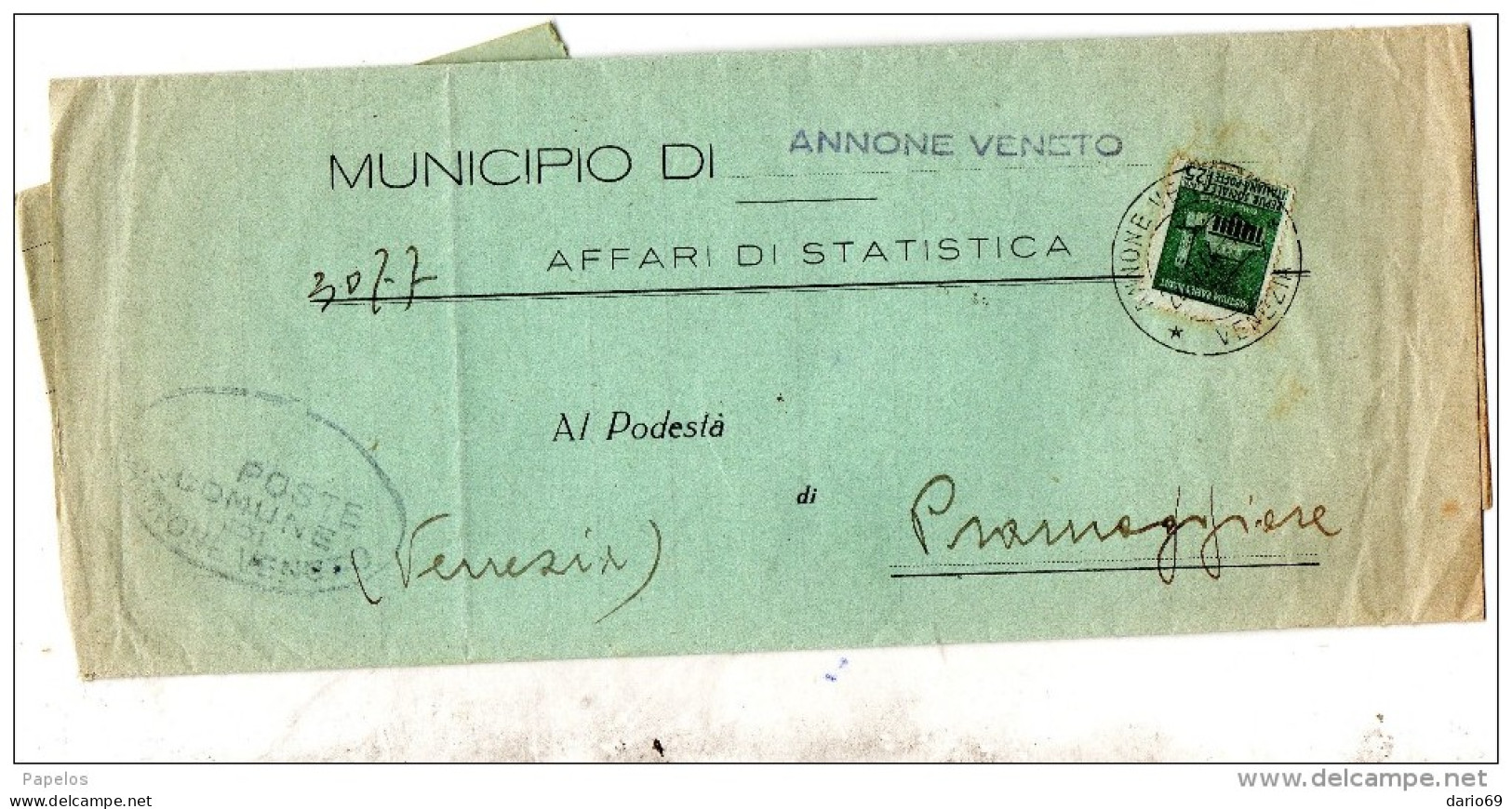 1944  LETTERA  CON ANNULLO  ANNONE VENETO VENEZIA - Storia Postale