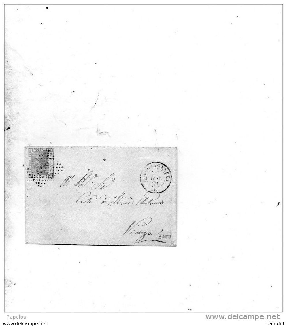 1871  LETTERA CON ANNULLO NUMERALE COLOGNA VENETA   VERONA - Marcophilia