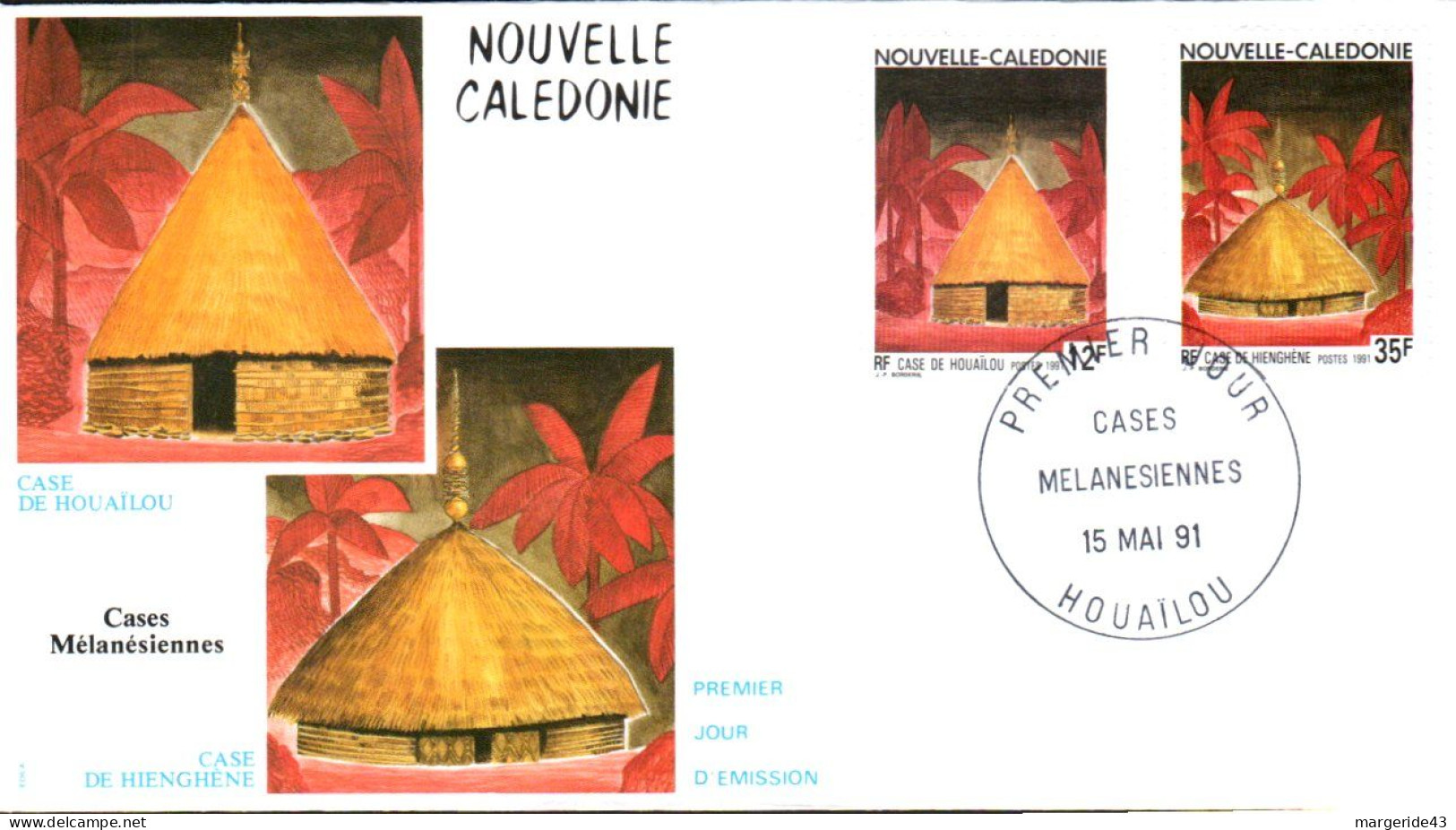 NOUVELLE CALEDONIE FDC 1991 CASES MELANESIENNES - FDC