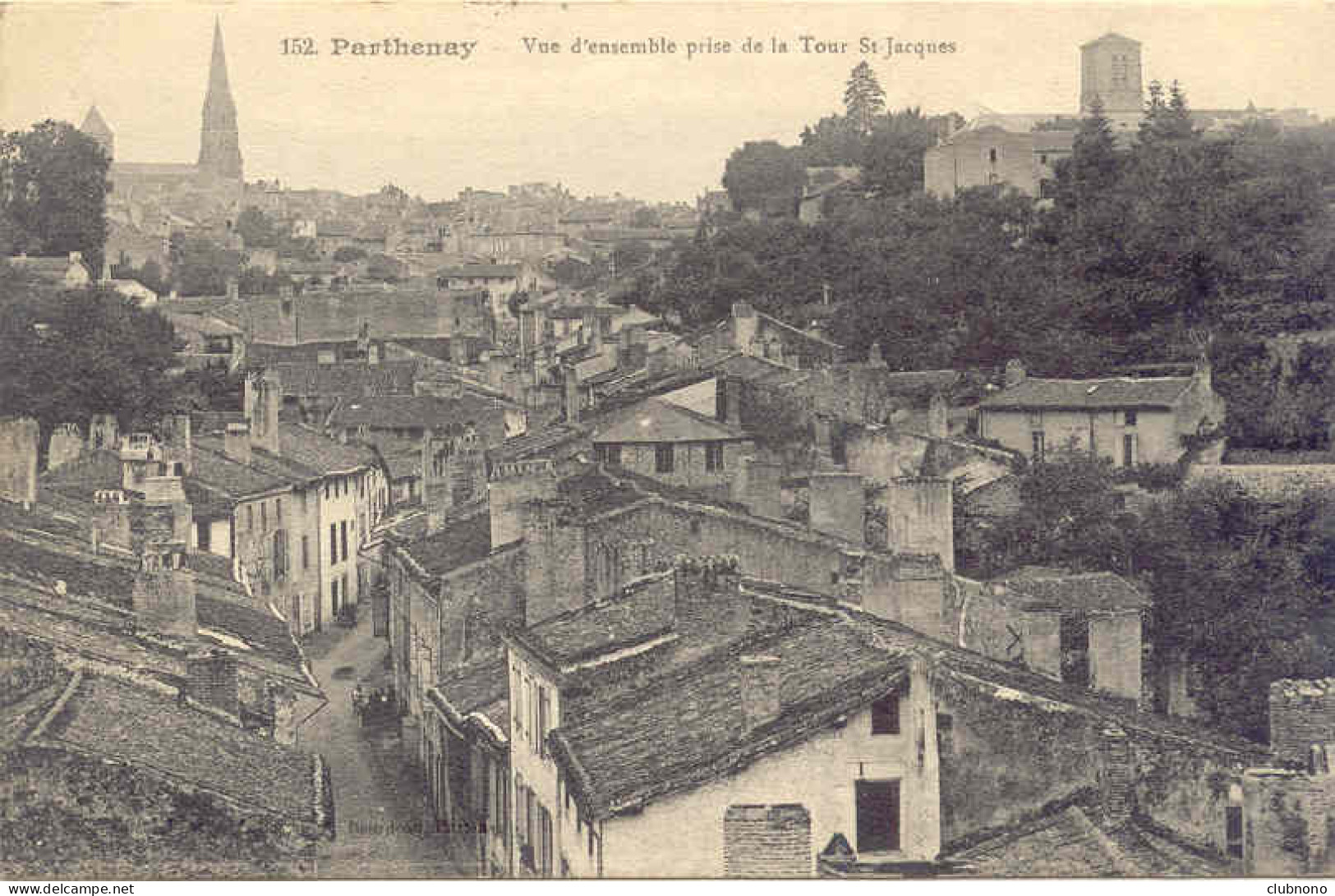 CPA - PARTHENAY - VUE D'ENSEMBLE PRISE DE LA TOUR ST JACQUES (RARE CLICHE) - Parthenay