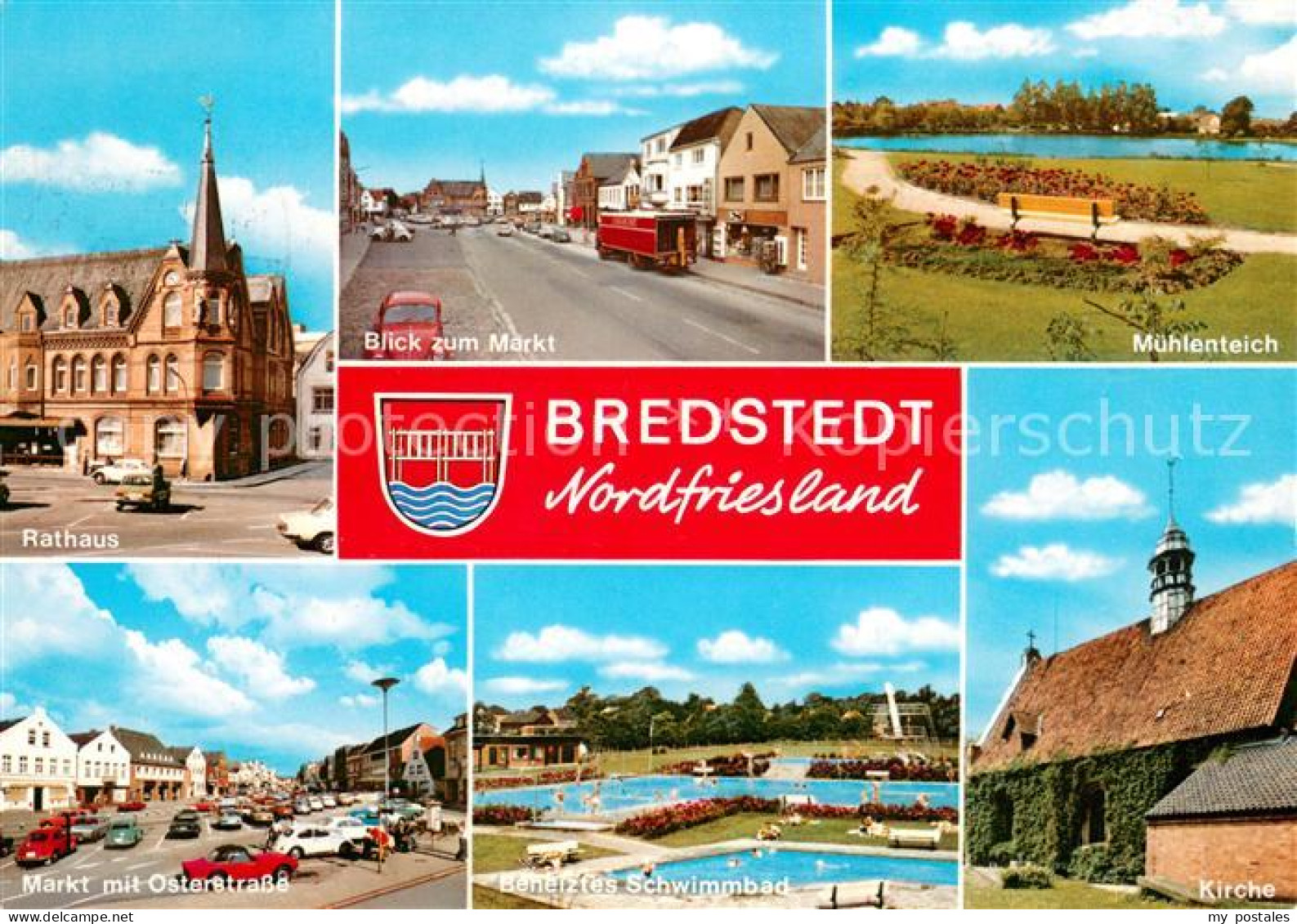 73671342 Bredstedt Rathaus Markt Muehlenteich Osterstrasse Schwimmbad Kirche Bre - Bredstedt