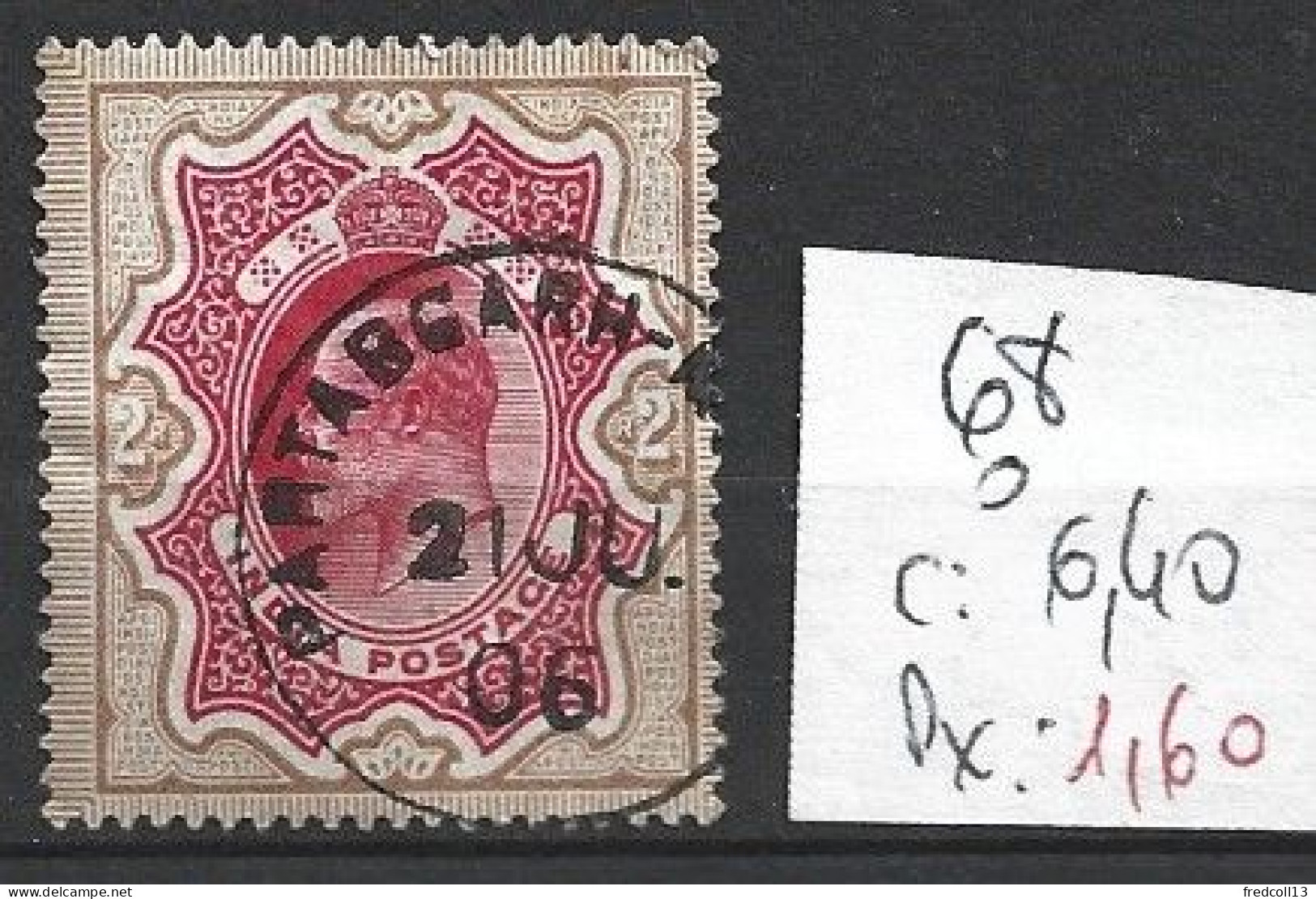 INDE ANGLAISE 68 Oblitéré Côte 6.40 € - 1902-11  Edward VII